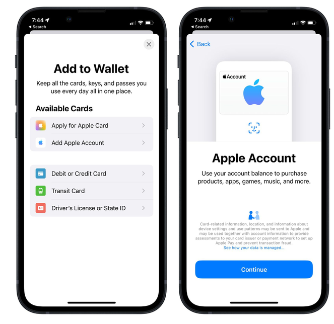 南县苹果手机维修分享iOS 15.5钱包App如何添加 Apple 账户 